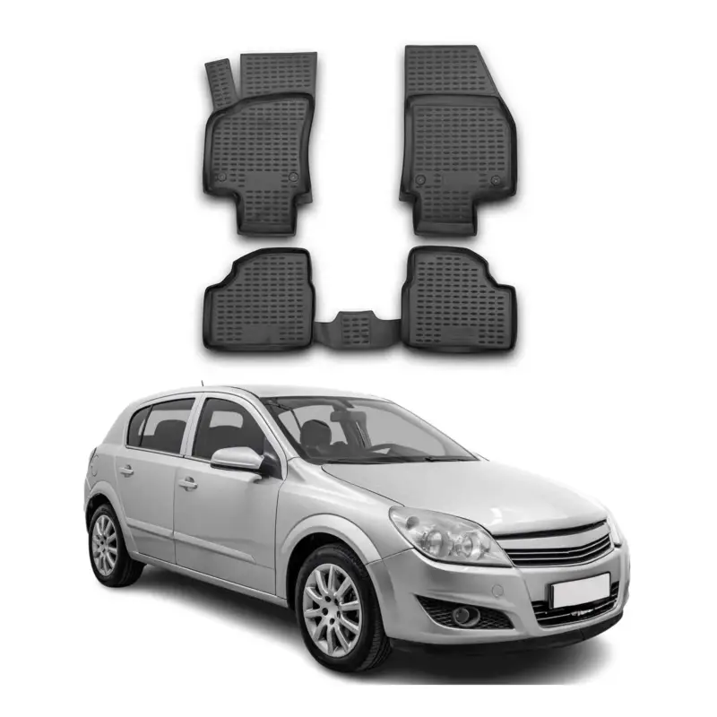 Markenware OMAC Gummimatten Fußmatten für Opel Astra 2004-2015 TPE Automatten Schwarz 4x