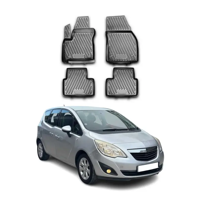 Ausverkauf OMAC Gummimatten Fußmatten für Opel Meriva B 2010-2017 TPE Automatten Schwarz 4x