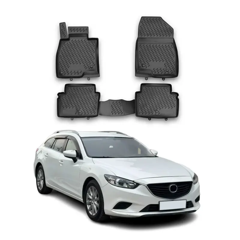 Preiswert Gummimatten Fußmatten für Mazda6 mk3 Kombi 2012-2025 TPE Automatten Schwarz 4x