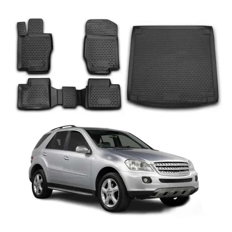 Neu Im Sortiment Fußmatten & Kofferraumwanne Set für Mercedes M Klasse W164 2005-2011 TPE Schwarz