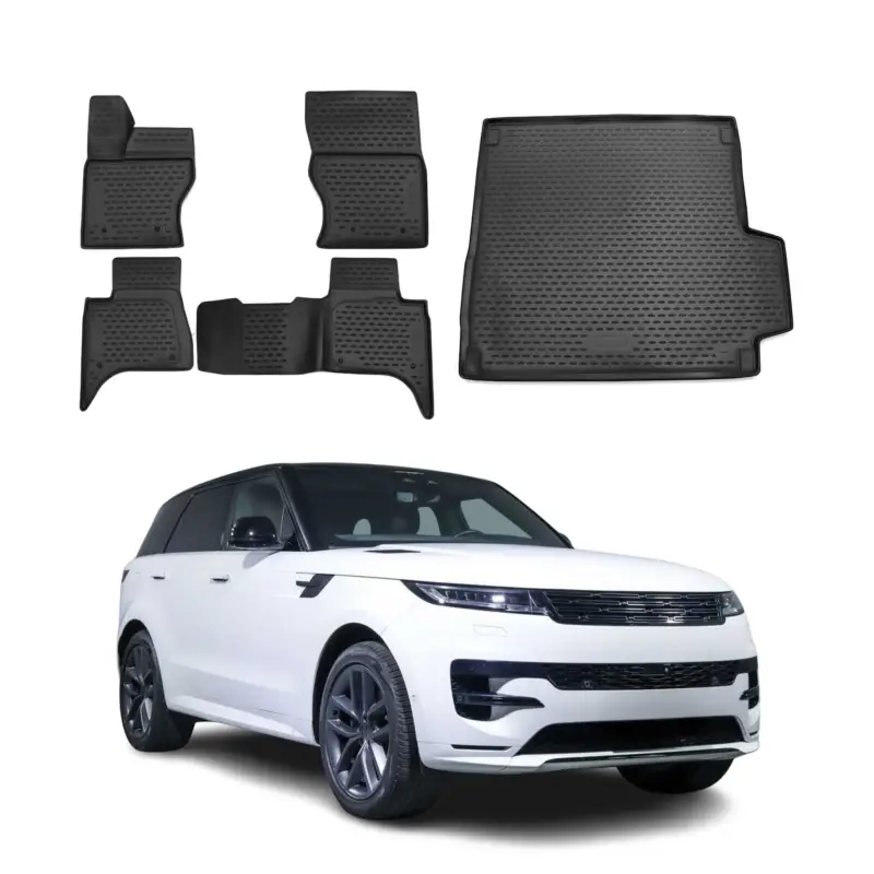 Zertifiziert Fußmatten & Kofferraumwanne Set für Range Rover Sport 2013-2017 TPE Schwarz