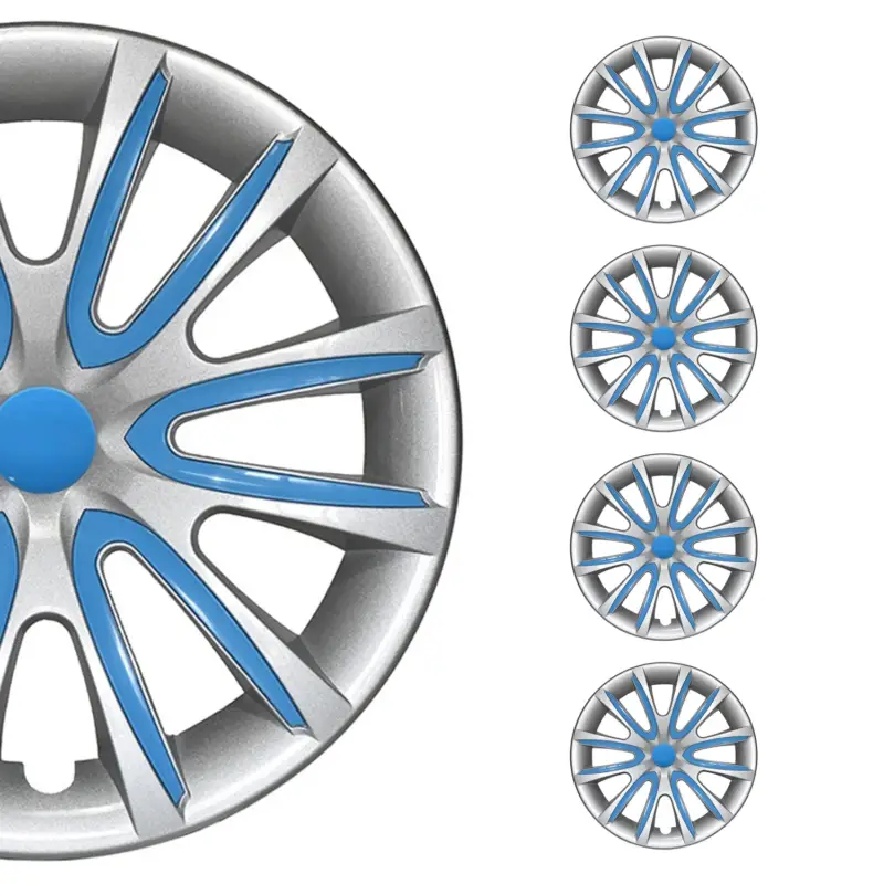 4x Radblenden Radkappen Radzierblenden 14" Zoll Stahlfelgen Grau Blau Markenprodukt