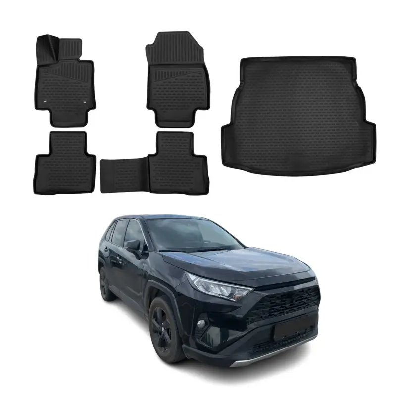 Fußmatten & Kofferraumwanne Set für Toyota RAV4 2019-2025 Gummi TPE Schwarz 5x Billig