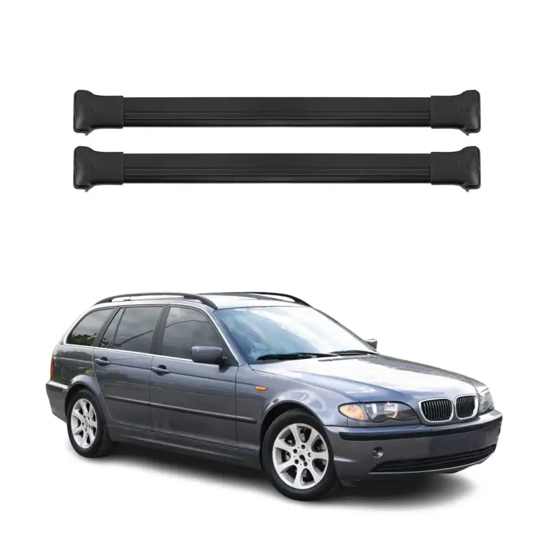Jetzt Kaufen Dachträger Grundtäger für BMW 3er E46 Touring 1999-2007 75kg Alu Schwarz 2 tlg