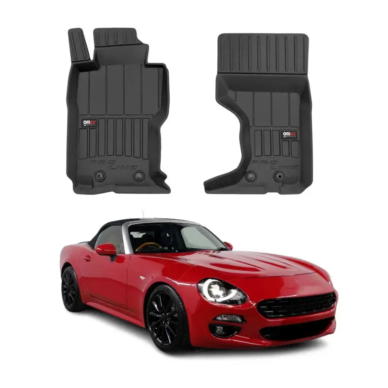 Preisknaller OMAC Gummi Fußmatten für Fiat 124 Spider 2016-19 Premium TPE Automatten Schwarz