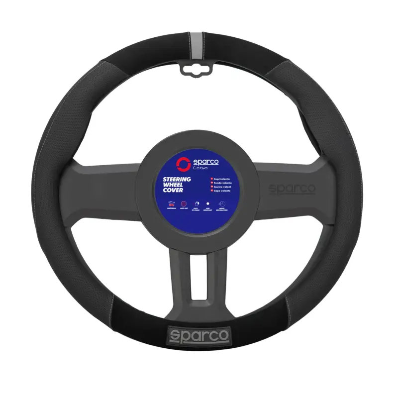 Expressversand SPARCO Lenkradbezüge Lenkradschoner Lenkradschutz Schwarz Grau Gummi Suede