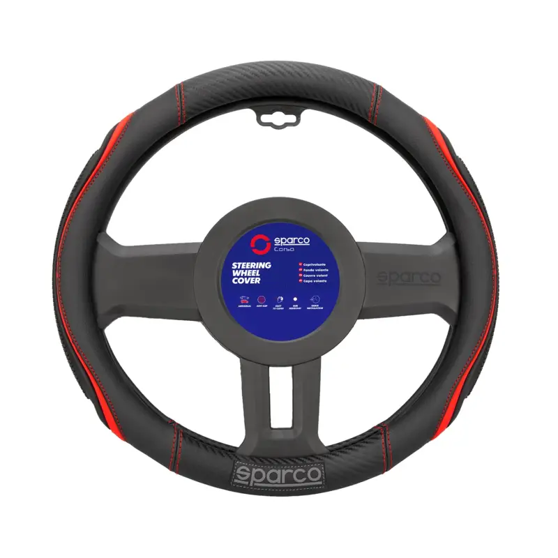 Günstig SPARCO Lenkradbezüge Lenkradschoner Lenkradschutz Rot Schwarz Gummi ø37-38 cm