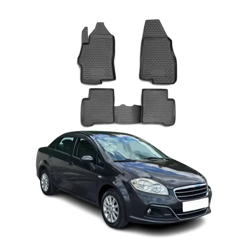 OMAC Gummimatten Fußmatten für Fiat Linea 2007-2021 Stufenheck TPE Schwarz 4x Garantierte Lieferung