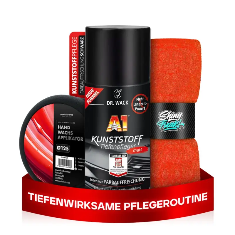 Dr. Wack Kunststoffpflege Set A1 Kunststoff Tiefenpfleger matt 250ml + Zubehör (3-teilig) Markenware