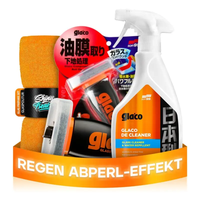 Top-Angebot Soft99 Glas Set Glaco Glass Compound Roll On & De Cleaner + Mikrofasertuch (3-teilig)