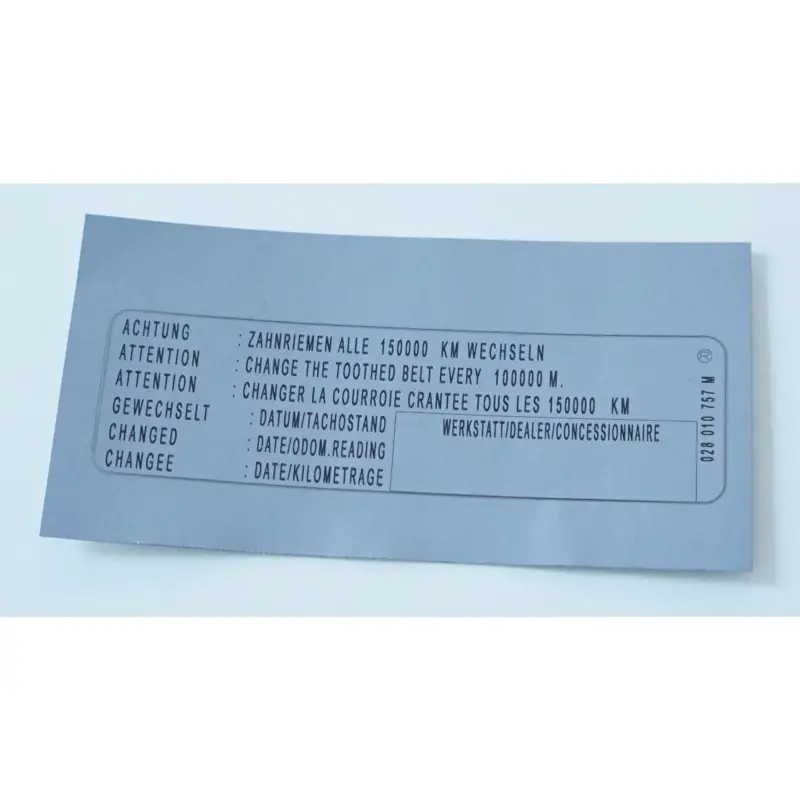 Original VW Audi Seat Zahnriemenschild 150.000 km Kennschild Zahnriemenwechsel Neu Im Sortiment