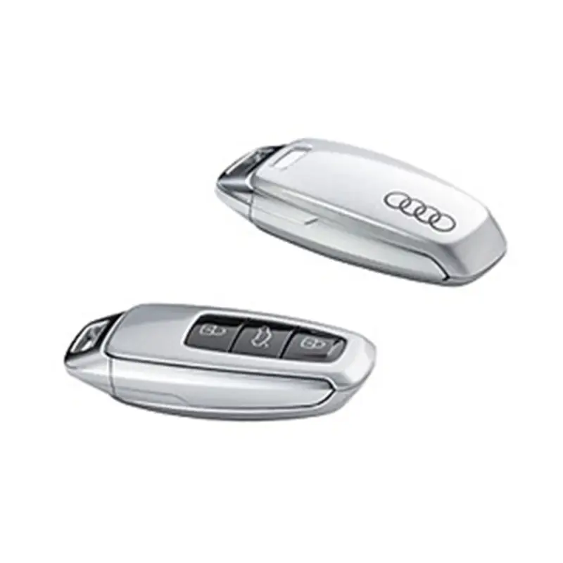 Neu Original Audi Schlüsselblende mit Audi Ringen Schriftzug Schlüssel Cover florettsilber