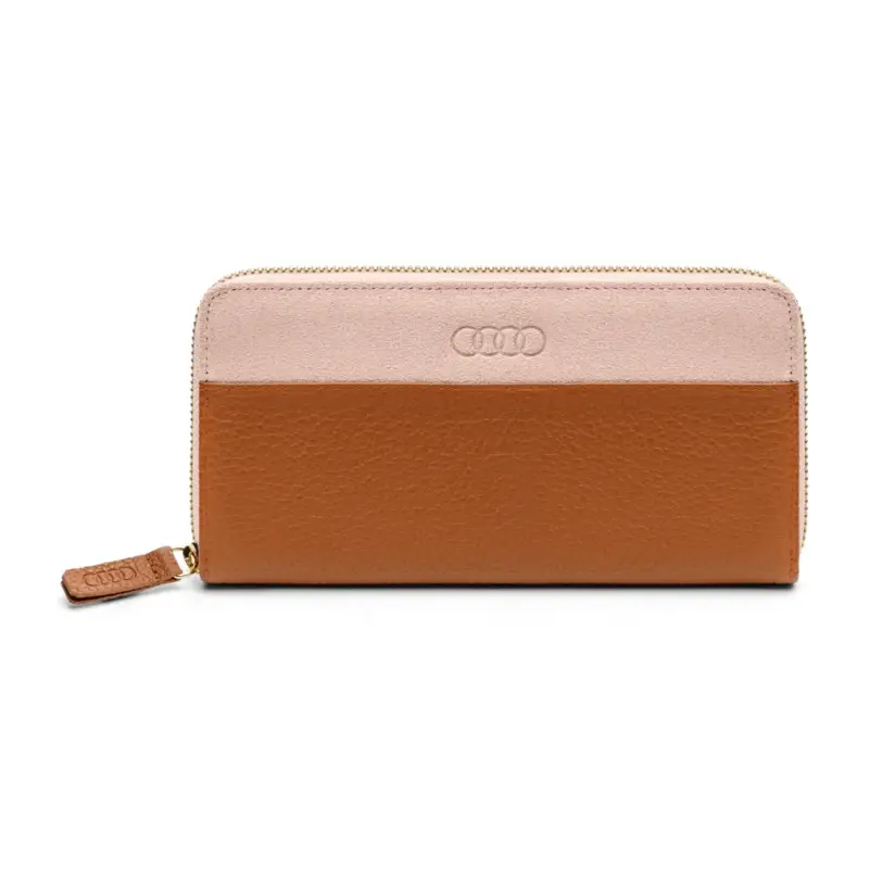 Sonderaktion Original Audi Geldbörse Leder Damen Brieftasche RFID-Schutz Portemonnaie braun/rosé 3152100500