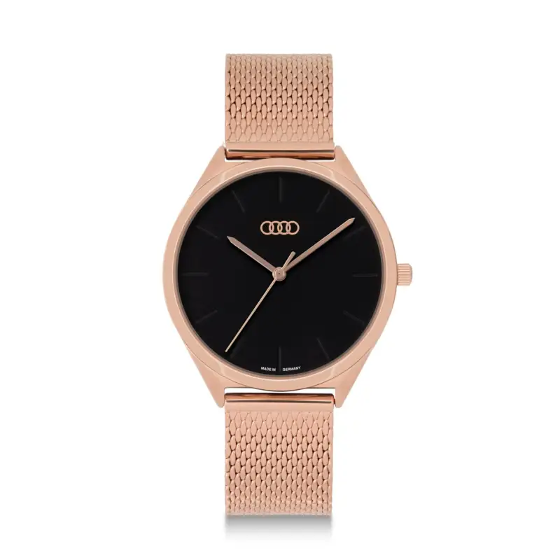 Original Audi Armbanduhr Damen Uhr roségold/schwarz 3102200400 Ausverkauf