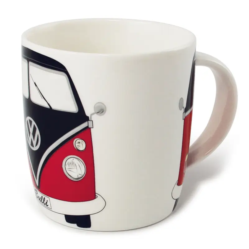 VW T1 Bus Tasse Becher 370ml Kaffeetasse Kaffeebecher Bulli weiß/rot/schwarz BUTA07 Neue Kollektion