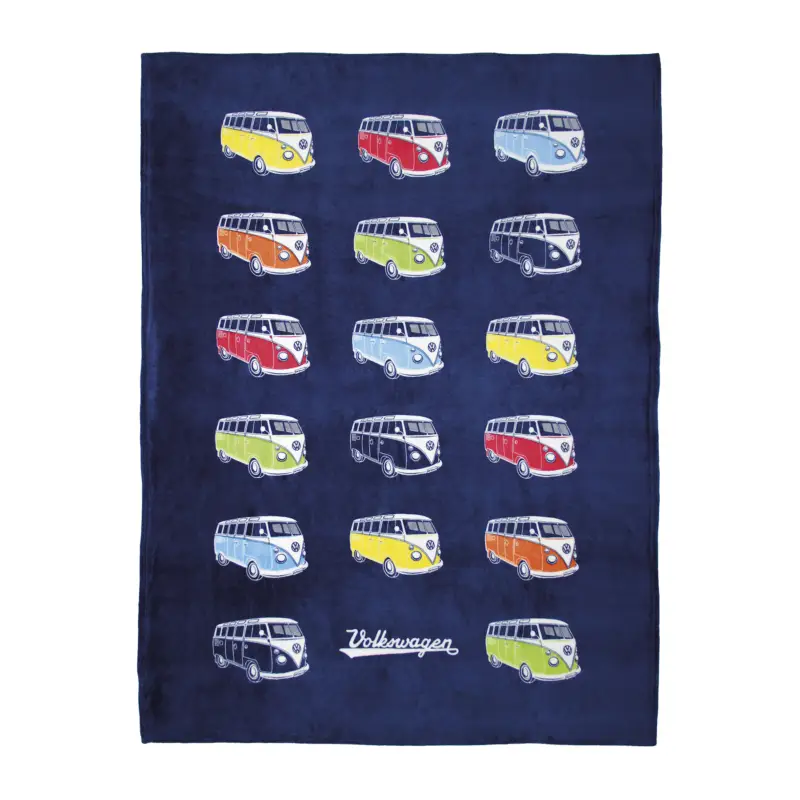 VW T1 Bus Fleecedecke 150x200cm Kuscheldecke Bettdecke Decke Bulliparade blau BUFL02 Solange Der Vorrat Reicht