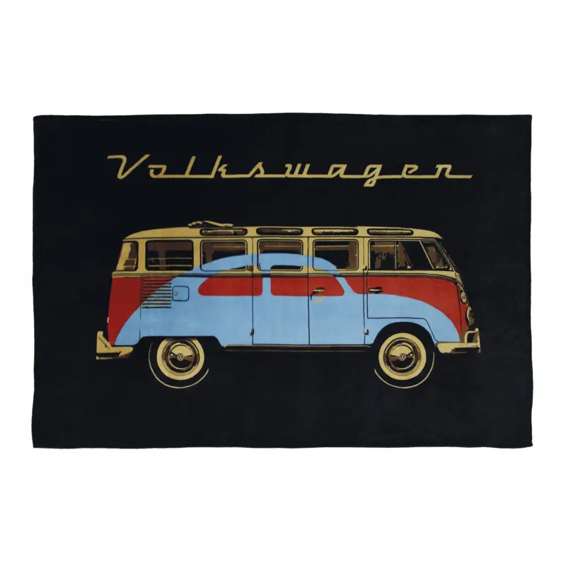 Nur Für Kurze Zeit VW T1 Bus & Käfer Fleecedecke 150x200cm Kuscheldecke Bettdecke Decke schwarz BUFL01
