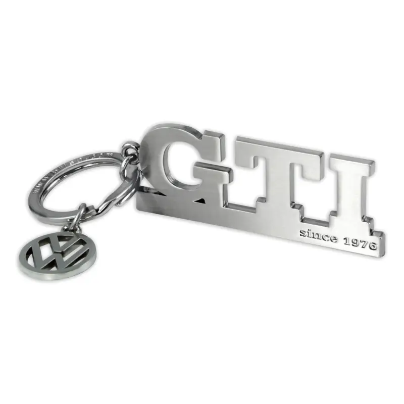 Mega-Angebot VW GTI Schlüsselanhänger Logo Schlüsselring Metall Schriftzug Anhänger Keyring silber GTIKH03