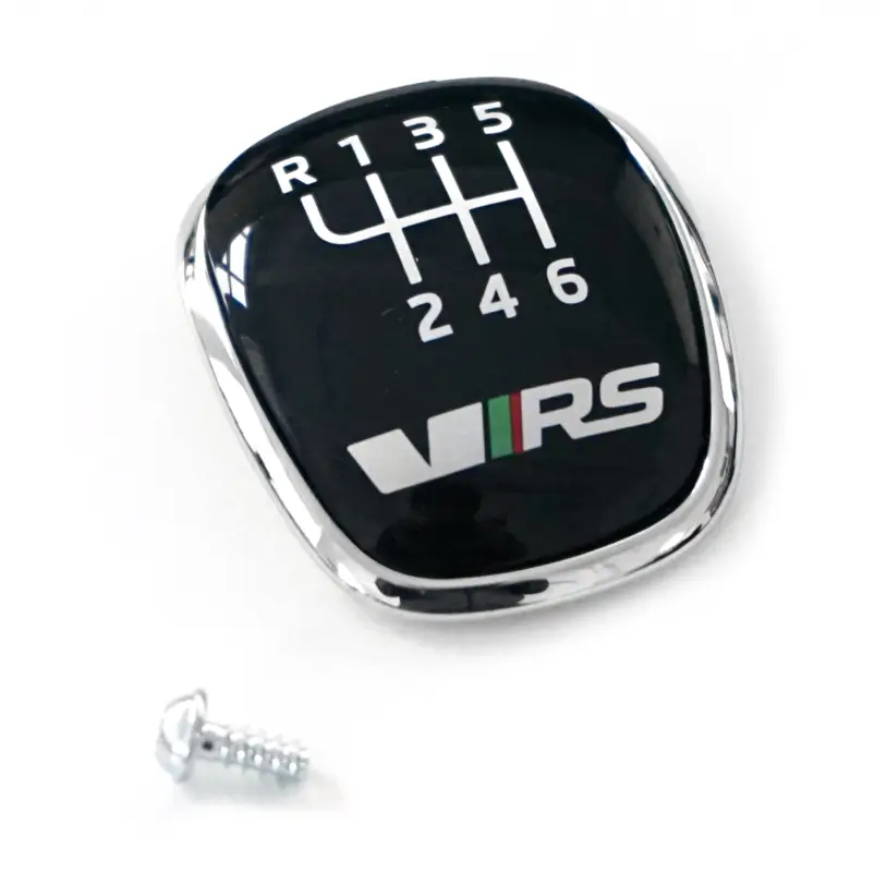 Original Skoda RS Plakette Schaltknauf 6-Gang Schaltgetriebe Blende Clip chrom schwarz Zertifiziert