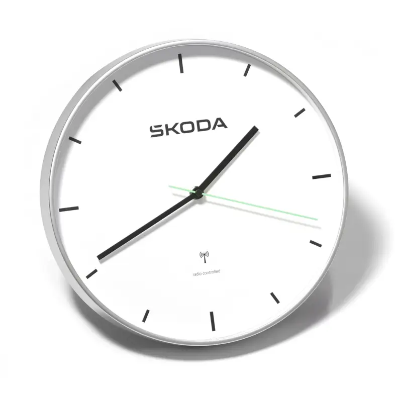 Original Skoda Wanduhr Funkuhr Uhr weiß/silber 6U0050810 Garantierte Lieferung