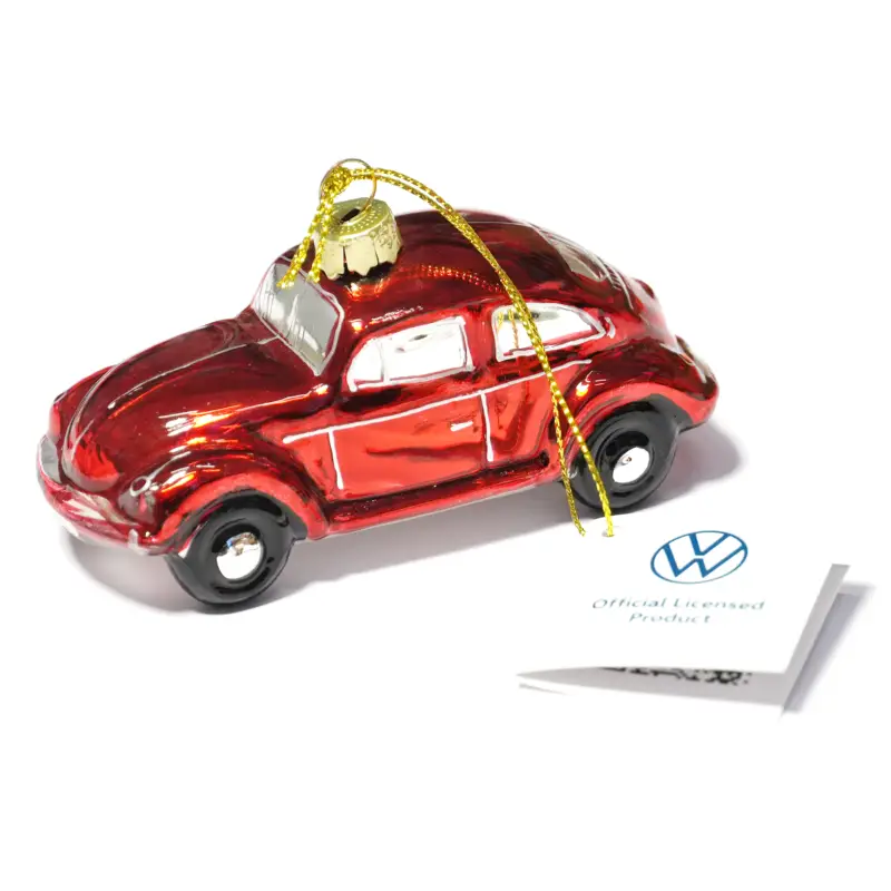 VW Käfer Weihnachtsbaumanhänger Weihnachten Glas Dekoanhänger rot BECD01 Zertifiziert