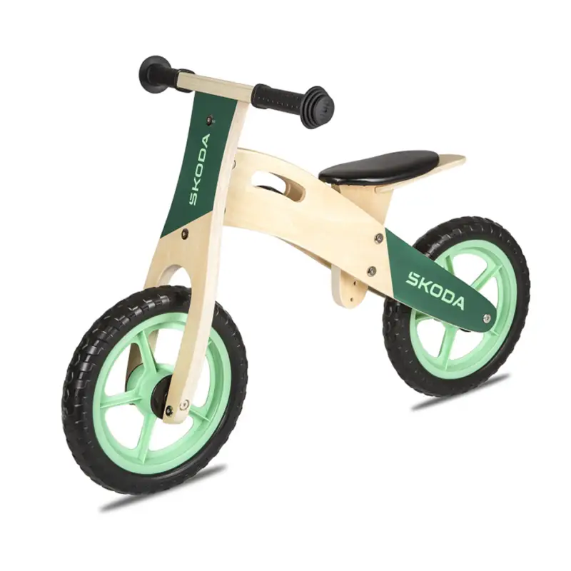 Original Skoda Kinder Laufrad Holz grün 6U0087500 Sonderangebot