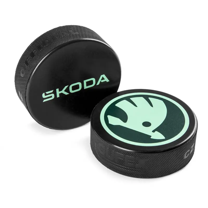Markenprodukt Original Skoda Eishockey Puck Logo Hartgummi Scheibe 6U0087703D