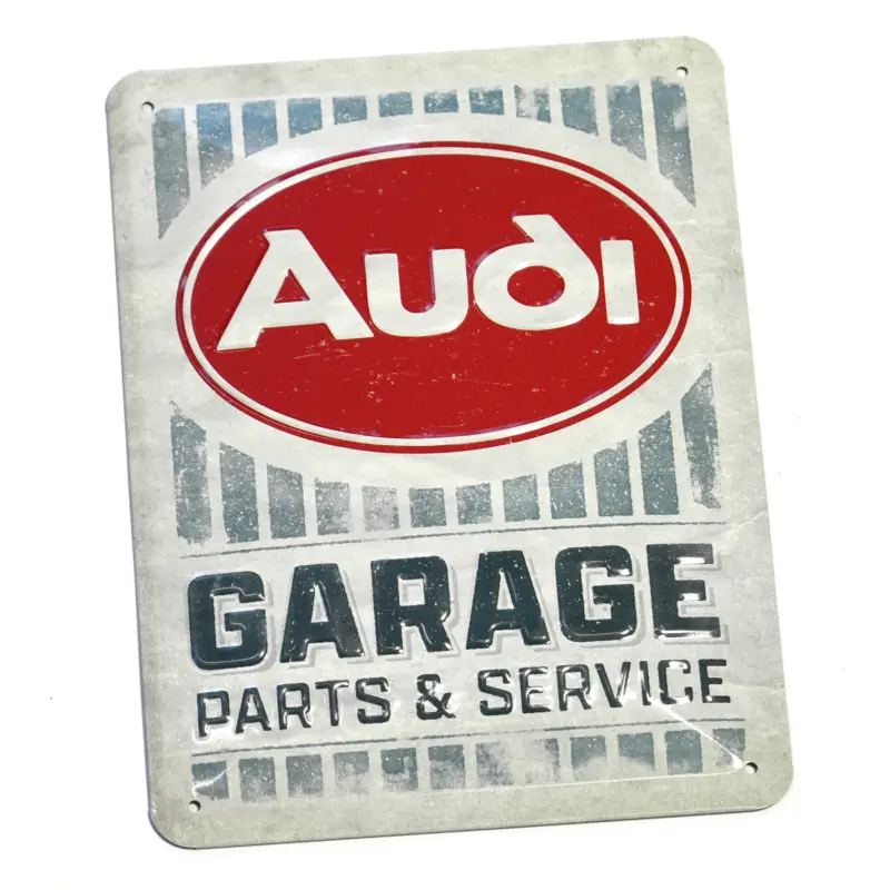 Online Kaufen Audi Blechschild Pflaume Oval Logo GARAGE Schriftzug 3D-Prägung 20x15cm Schild A8-8973